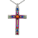 Mosaic cross pendant necklace