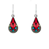 Lily drop earrings, red