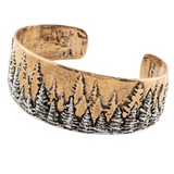 "Treeline" cast bronze and sterling silver cuff bracelet, unisex/men's