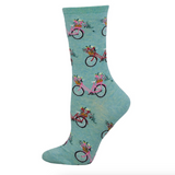 Flower baskets on pink bike socks for women