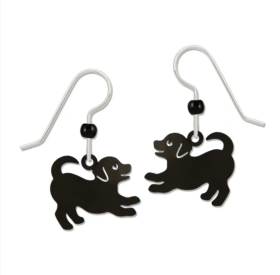 Playful puppy dangle earrings