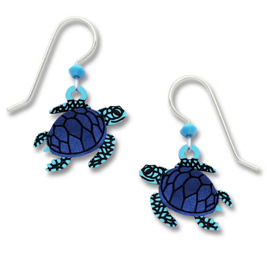 Blue sea turtle dangle earrings
