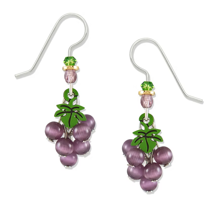 Purple grape cluster earrings