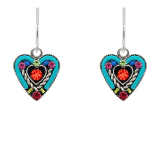 Small Multicolor Heart Earrings