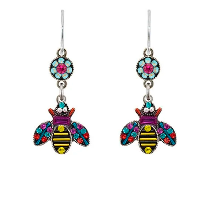 Queen Bee & Flower dangle mosaic earrings