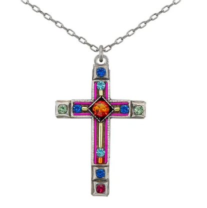 Mosaic cross necklace