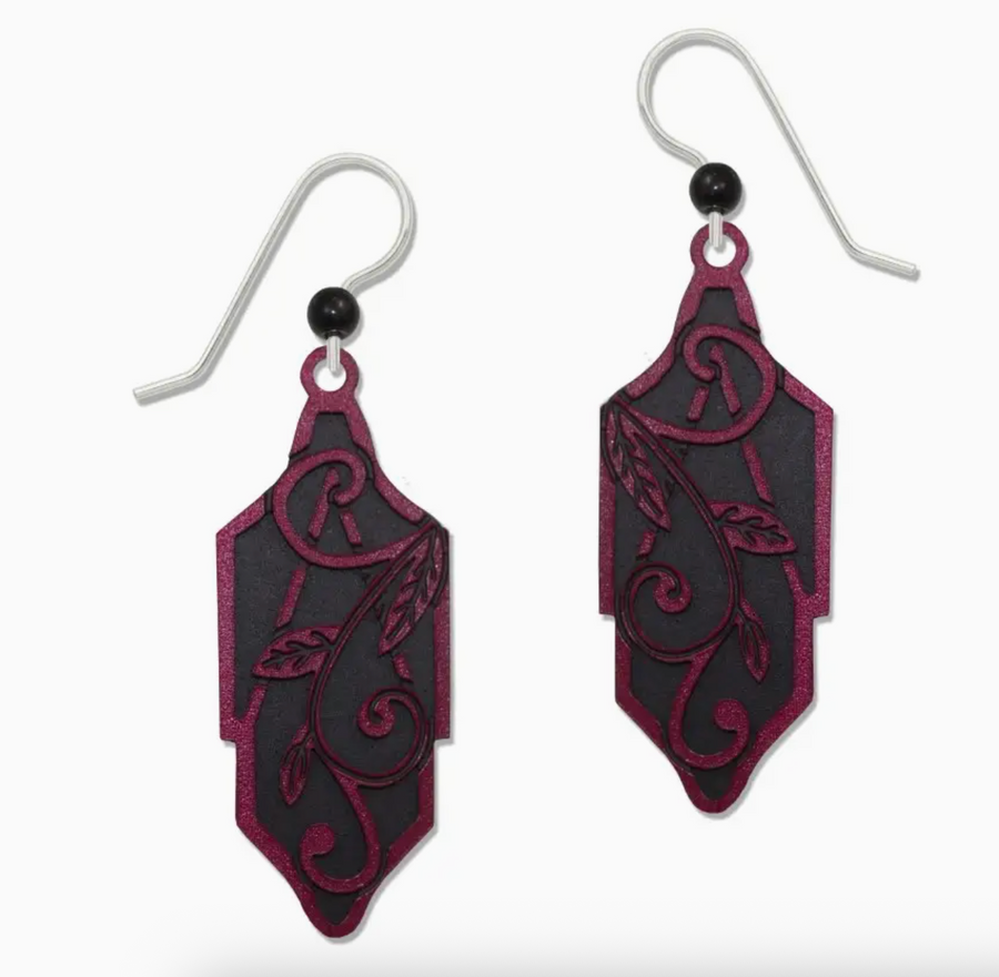 Feather Shape red leaves and curls with black backer