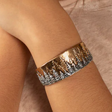 "Treeline" Bracelet, Cast Bronze and sterling silver cuff