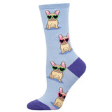 Frenchie fashion, bulldogs with sunglasses socks for Women