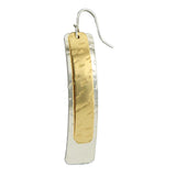 Layered hammered rectangle earrings, sterling silver & gold filled