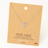 Hummingbird cutout necklace, rhodium or 18k gold plated