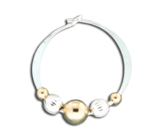 Beaded hoop earring, gold or silver