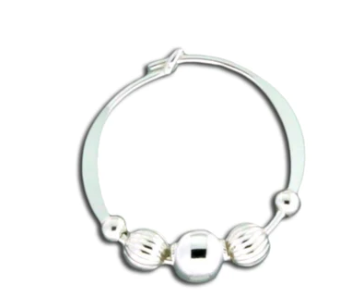 Beaded hoop earring, gold or silver