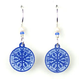 Snowflake disc earrings, blue