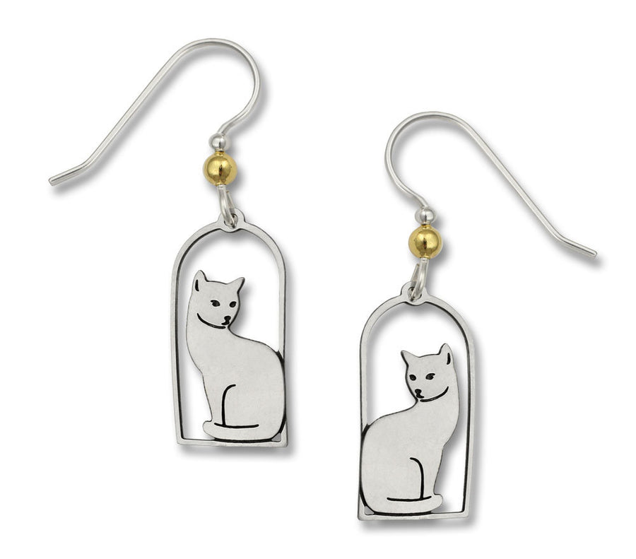 Silver sillhoutte cat earrings