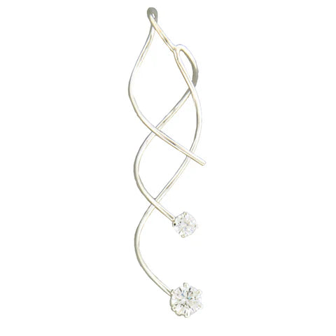 Double Spiral earrings with Cubic Zirconia, sterling silver