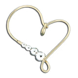 Hearts with beads hoop earrings in Sterling silver or gold filled mixed metals