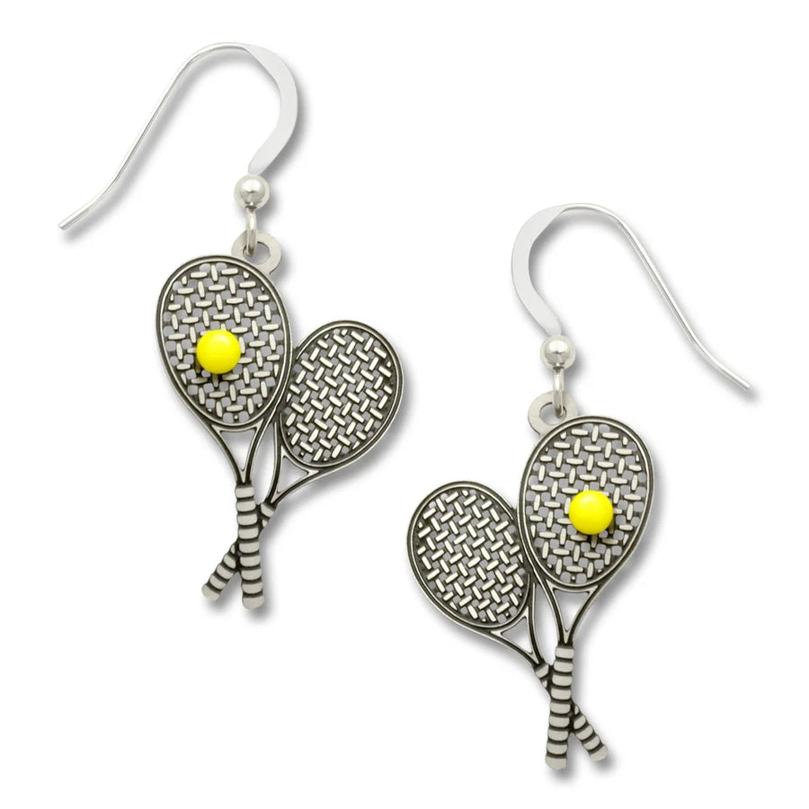 Tennis rackets and ball earrings