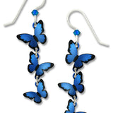 3 part 3 d blue butterfly earrings