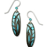 Aqua oval earrings with hematite grasses