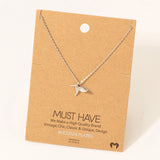 Hummingbird pendant necklace, rhodium dipped