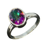 Oval gemstone and sterling silver ring
