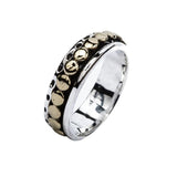 Sterling silver and brass dotted spinner ring