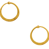 Gold Plated Hammered Hoop earrings with Ball Closure, 3/4"