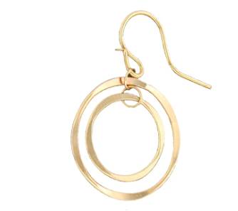 double hoop dangle earrings, sterling silver, gold filled or mixed metals