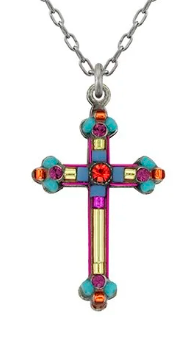Cross pendant, simple, multicolor, Firefly