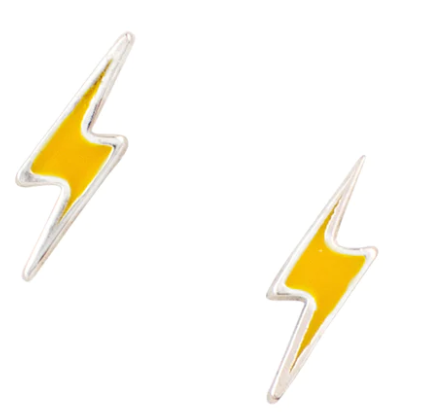 Yellow Enamel Lightning Studs sterling silver
