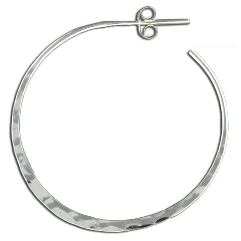 Hammered hoop earrings with post fastener