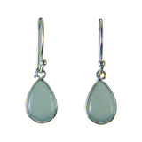 Dangle tear drop gemstone earrings in sterling silver setting