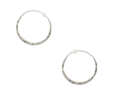 Riveted Hammered Hoops, Sterling Silver