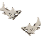 Shark earrings, sterling silver studs