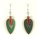 layered spear point earrings, green