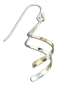 Double spiral dangle earrings, sterling silver