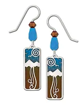 Mountain Scene Over Blue and Brown Earrings