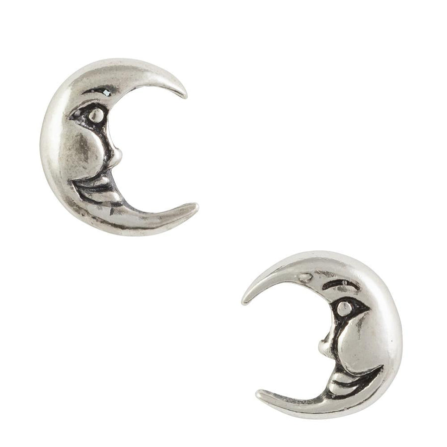 Crescent moon earrings, sterling silver, studs