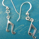 Music note earrings, sterling silver