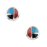 tricolor circle stud earrings
