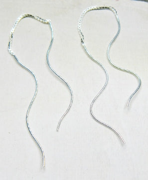 Wavy sterling silver threader earrings