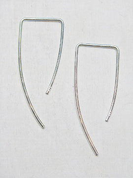 Angular thread through sterling silver "hoop" earrings