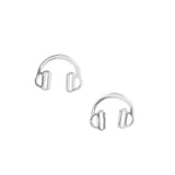 Headphone earrings, sterling silver studs