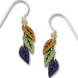 Triple Leaf Earring in Gold, Green and Plum
