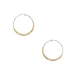 Sterling and bronze riveted hoop earrings