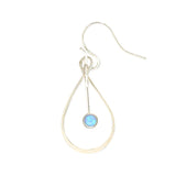 Teardrop dangle earrings with opal cabochon dangle, sterling silver