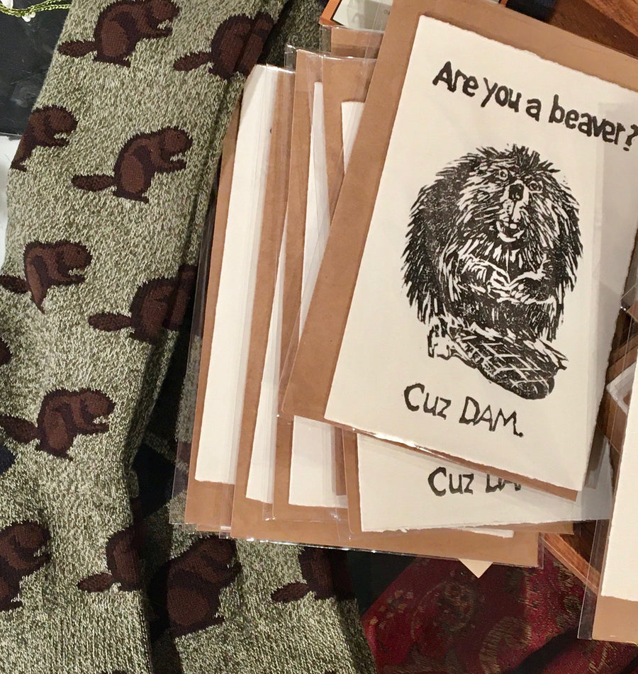 "Are you a beaver?" hand printed card