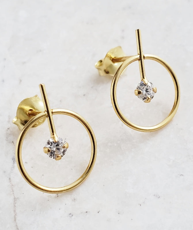 Gold over sterling silver post earrings with cz