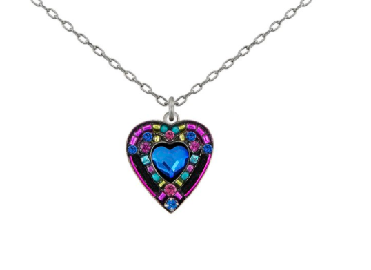 Heart Pendant Necklace, rose, light blue or dark blue